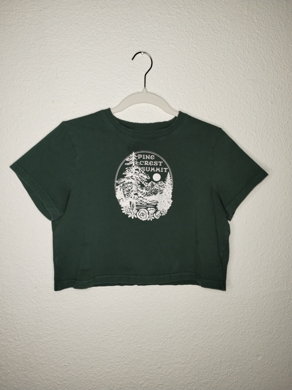 Forest Green Graphic Crop Tee